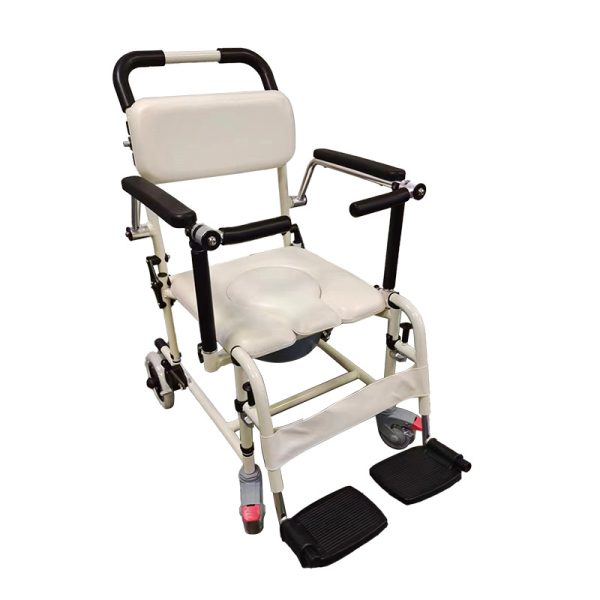 04 3-in-1 Folding Wheelchair mit Toiletten- und Duschfunktion, verstellbaren Armlehnen