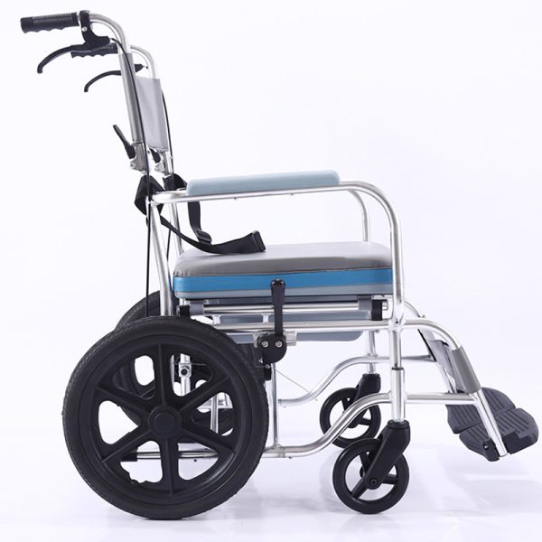 02 Faltbarer Aluminium-Toilettenrollstuhl YSM2058 mit PU-Rädern