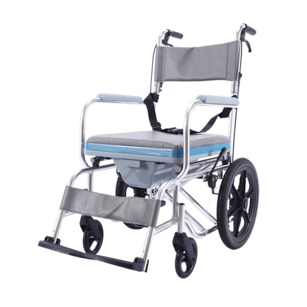 05 Faltbarer Aluminium-Toilettenrollstuhl YSM2058 mit PU-Rädern