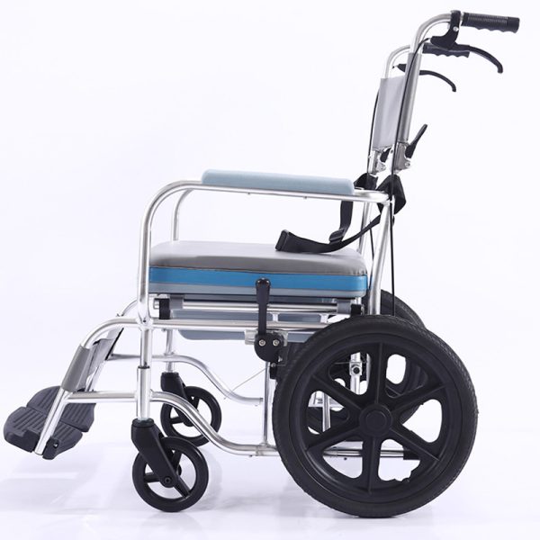 06 Faltbarer Aluminium-Toilettenrollstuhl YSM2058 mit PU-Rädern